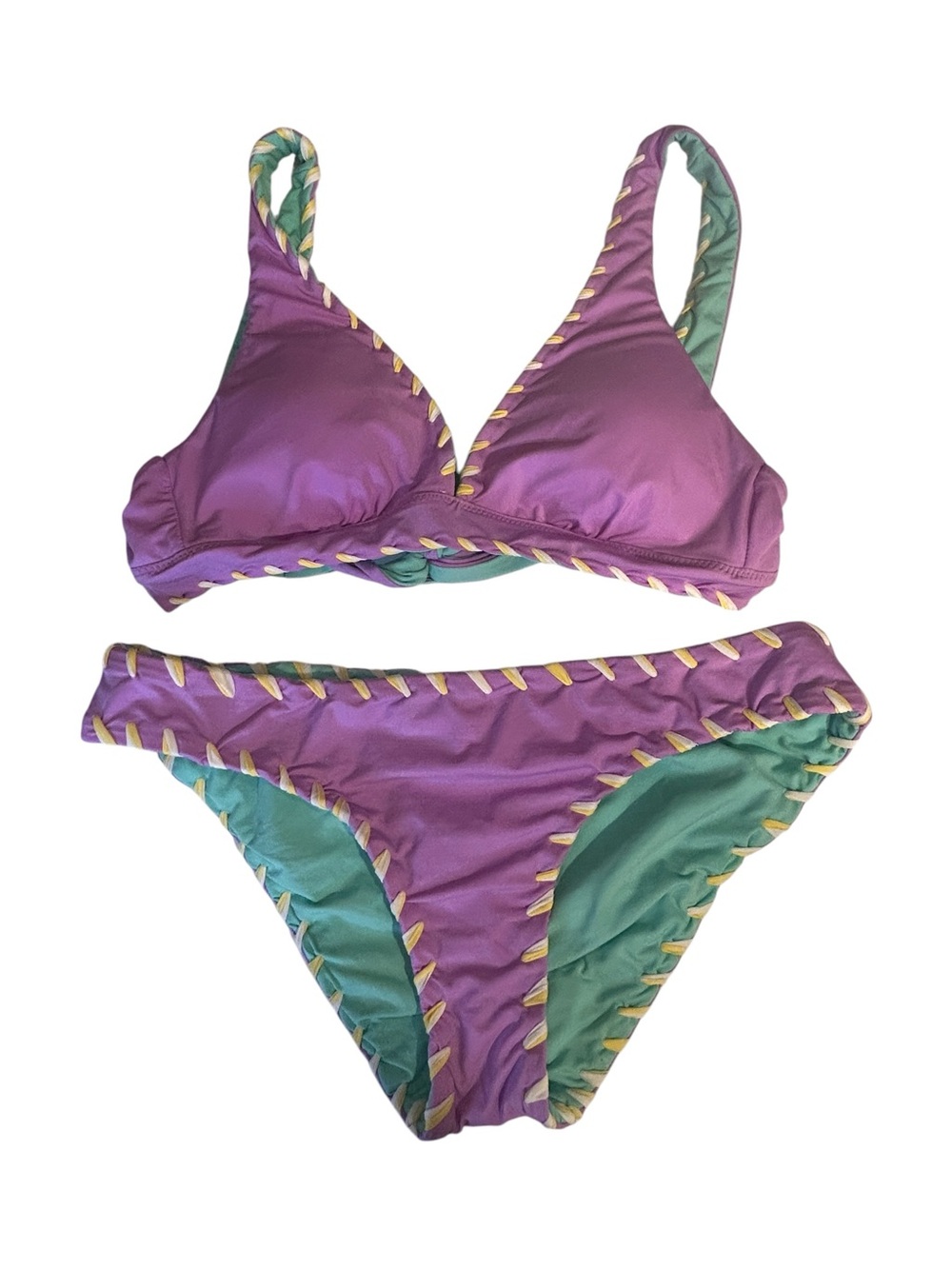 Becca Reversible Whipstitch Bikini Set Purple & Teal Women’s Swimwear
